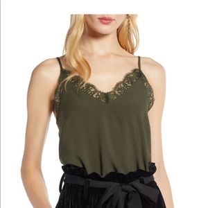 Hunter green Lace Tank
